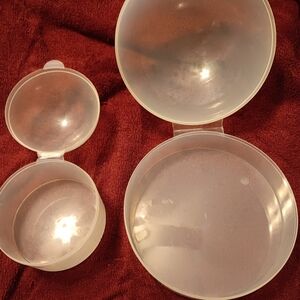 Clear Plastic Storage Containers 1 For Onion, 1 For Something Larger ie Cabbage